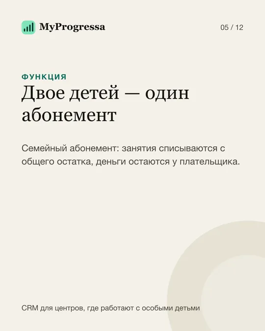 Семейный абонемент на нескольких детей одной семьи